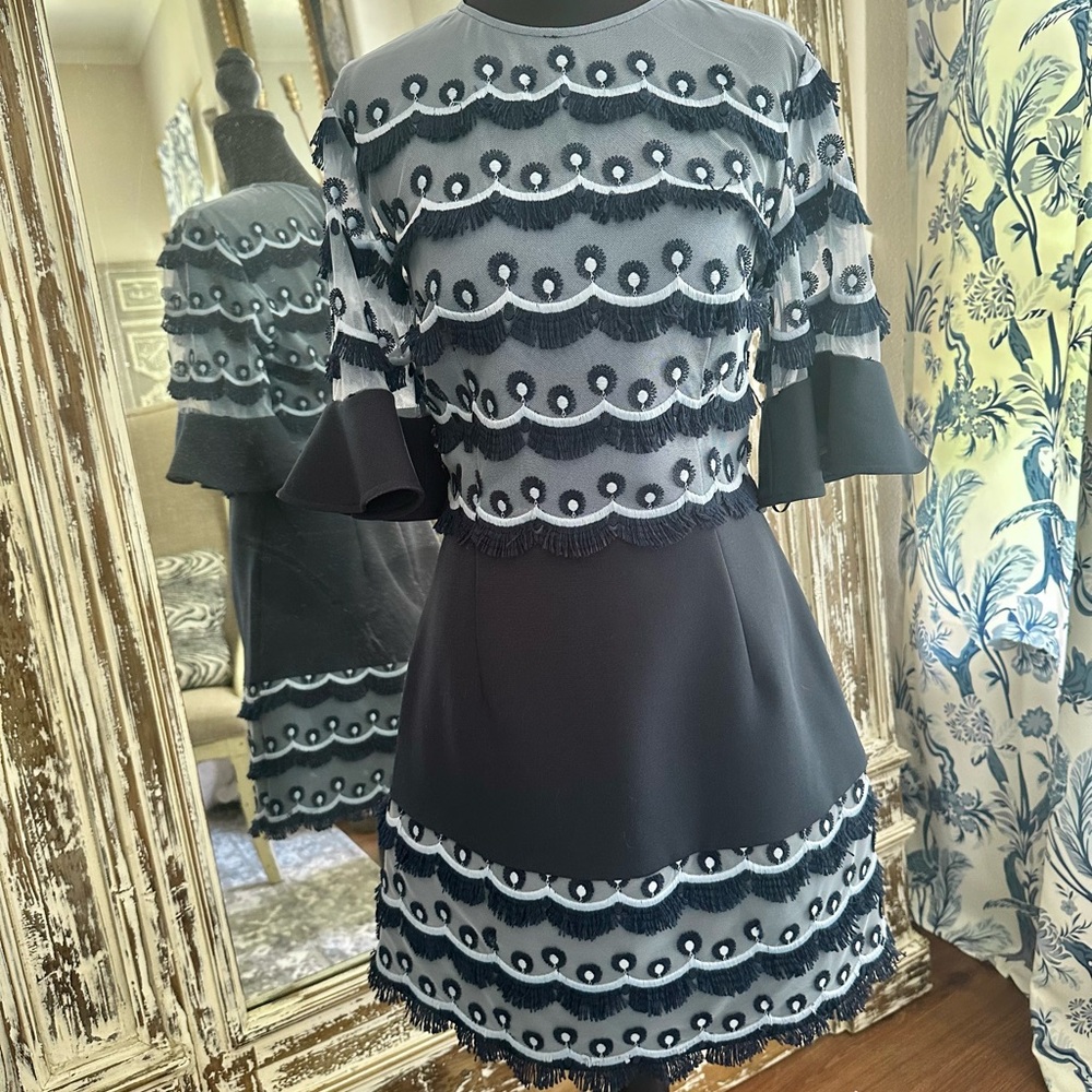 KEEPSAKE the Label Black Fit and Flare Mini Dress with Bell Sleeves